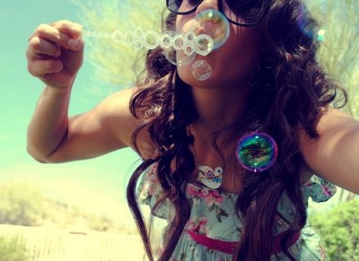bubbles,  girl and  laugh