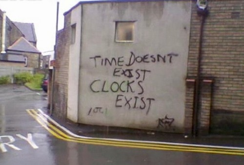 clock, clocks and graffiti