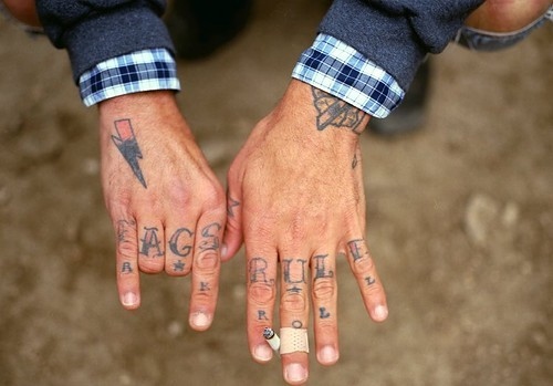 tattoos on hands and fingers. cute, fags rule, fingers traditional tattoo, gay, hands, male