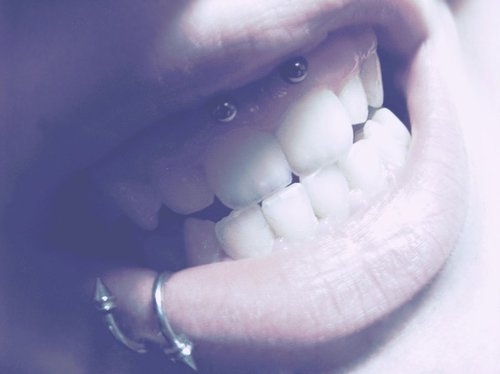 edited, lips and piercing smile