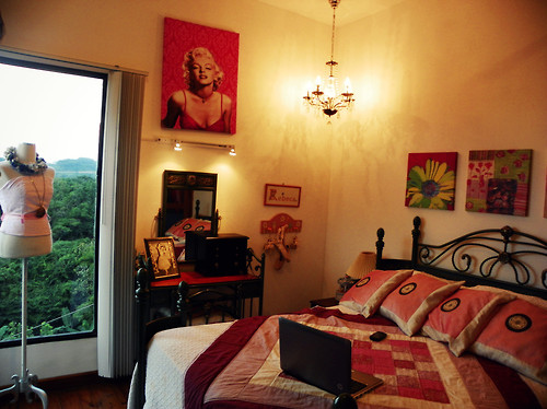 ballet, bed, bedroom, chandellier, computer, decorate