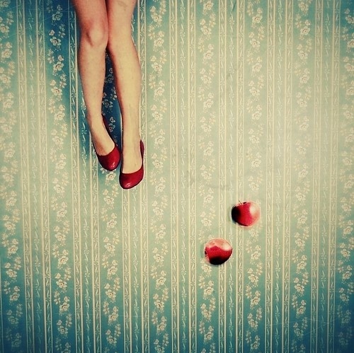 apple, conceptual and foot