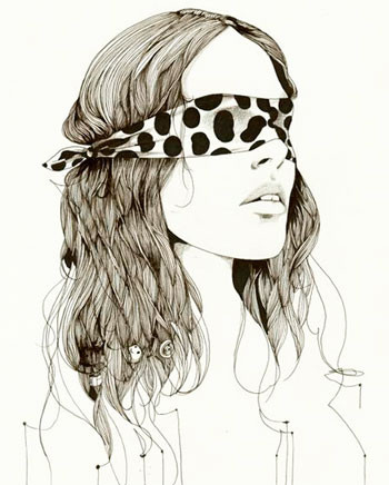 art, blindfold and blindfold girl illustration