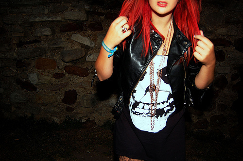 awesome, black leather jacket and dyed hair