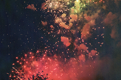 beautiful, black and fireworks