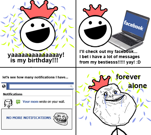 birthday, facebook and forever alone