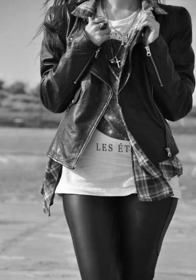 Fashion  Girls  Love Fashion on Black And White  Clothes  Cute  Fashion  Girl  Leather   Inspiring