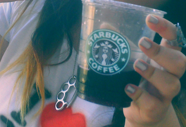 brass knuckles, coffee and girl