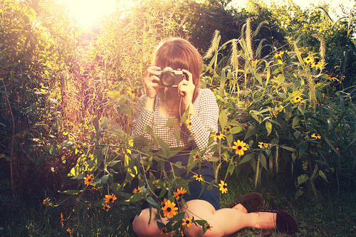camera, fashion and flowers
