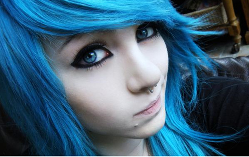 alternative, amber mccrackin , blue eyes, blue hair, girl, scene