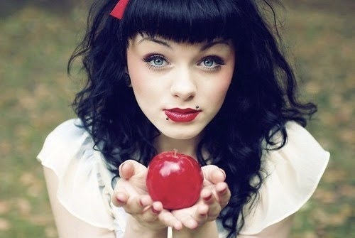 apple, girl and hair