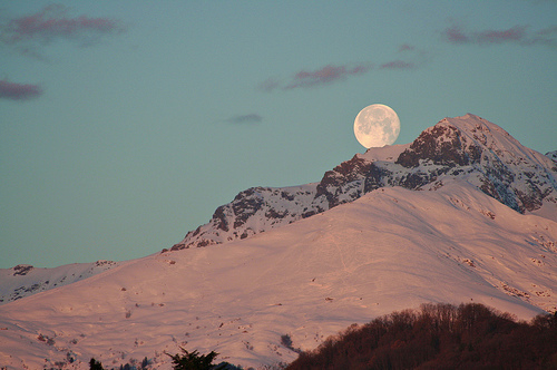 beauty, moon and mountains