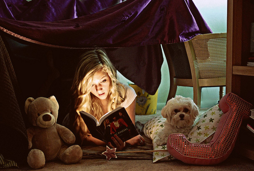bed, blonde and book
