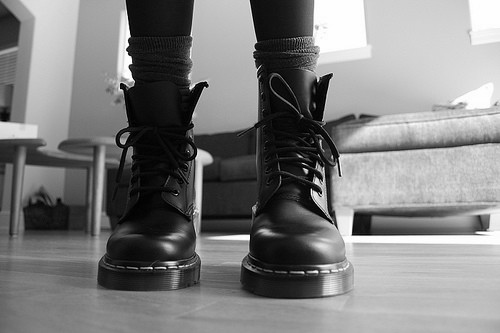 black and white, docs and dr martens