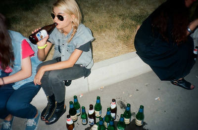 blonde,  blonde girl and  drink