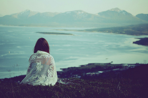 alone, girl and landscape