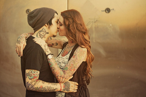 alternative couple kiss love tattoo Added May 13 2011 Image size 