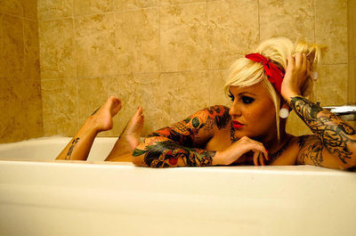 bath tub,  beautiful and  blond