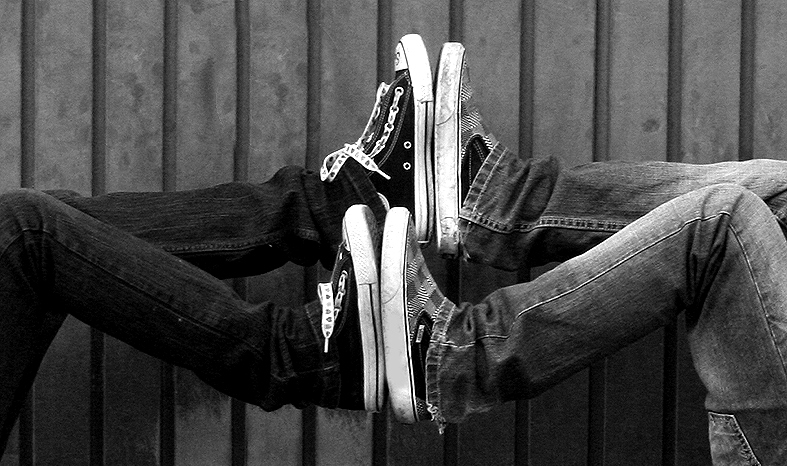 black and white, boy and converse