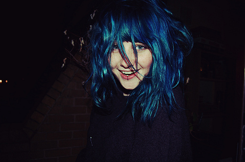 blue hair, cute and darkness