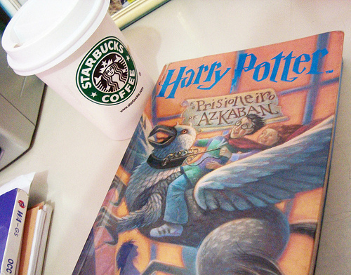 book, coffe, harry potter, photo, photography, prizioneiro de azkaban
