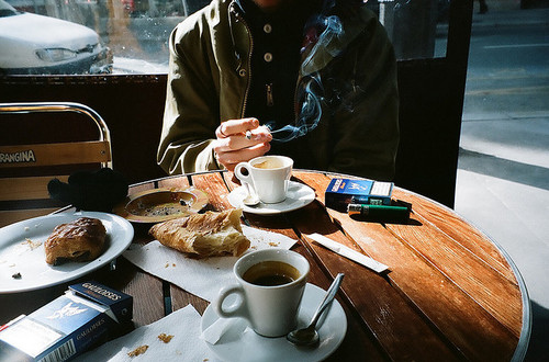 boy, breakfast and cigarette