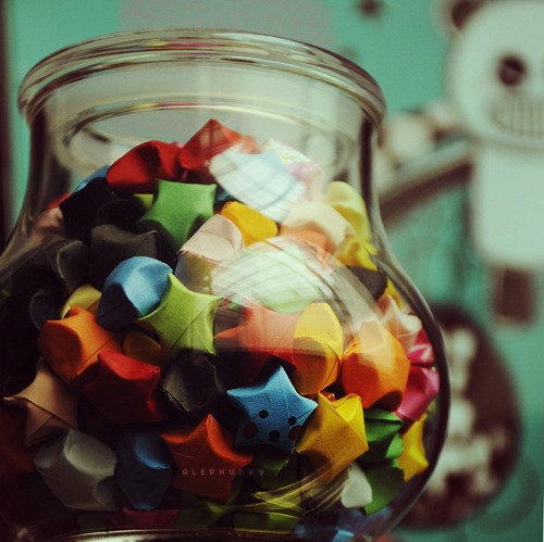 colorful, colors, cute, jar, paper stars, star jar