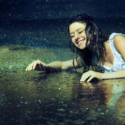 girl, photography and rain