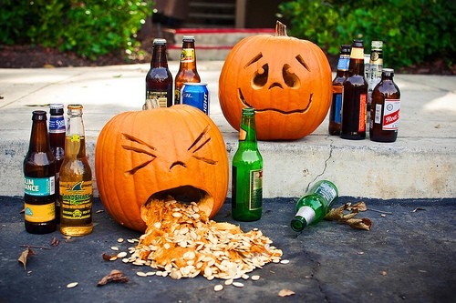 beer, drunk and drunk pumpkins