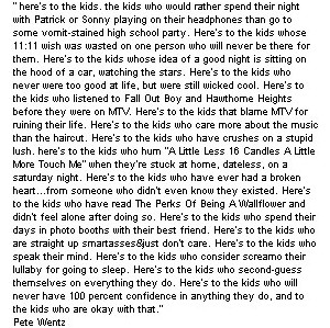 black and white, pete wentz, quote, text, typography - image #43724 on