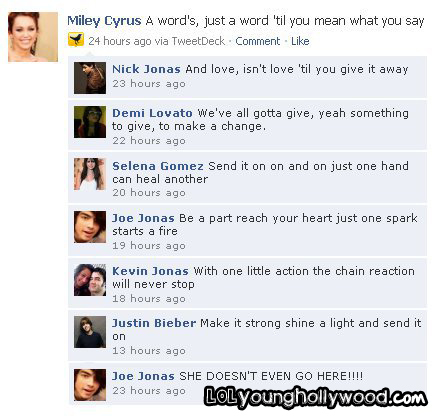 bustin jieber, demi lovato and facebook