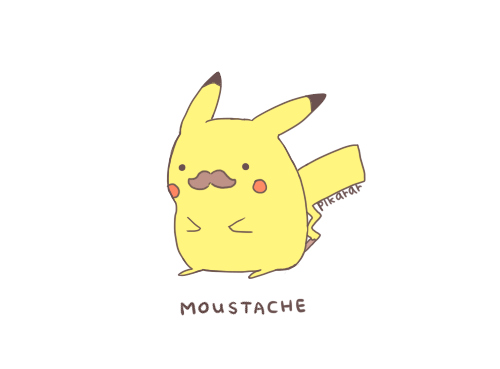cute, moustache, mustache, pikachu, pikarar, pokemon