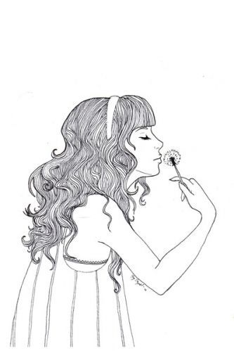 dandelion drawing girl hair illustration pretty