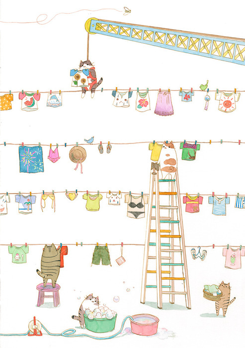 art, cats and clothesline