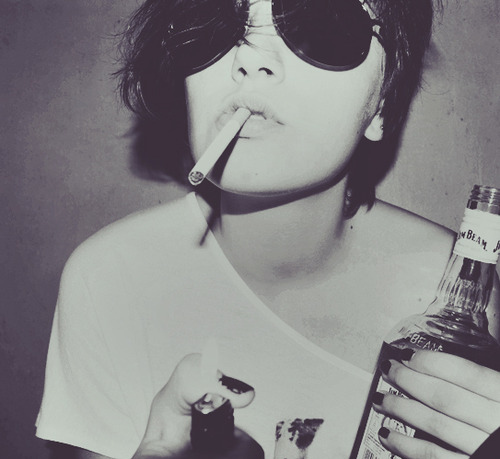 black and white, cigarette and drink