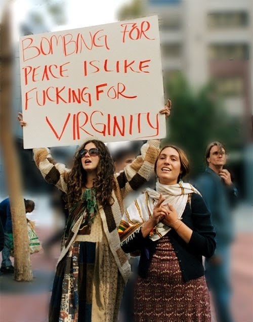 bombing for peace, fucking for virginity and funny