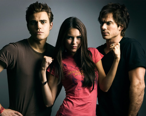 damon salvatore, elena gilbert and ian somerhalder