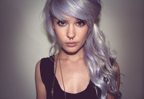 hair with purple. hair, piercing, purple.