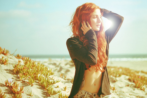 beach, fashion and ginger