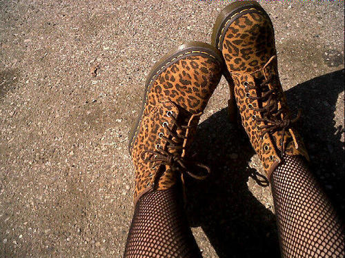 boot, dr martens and fishnets