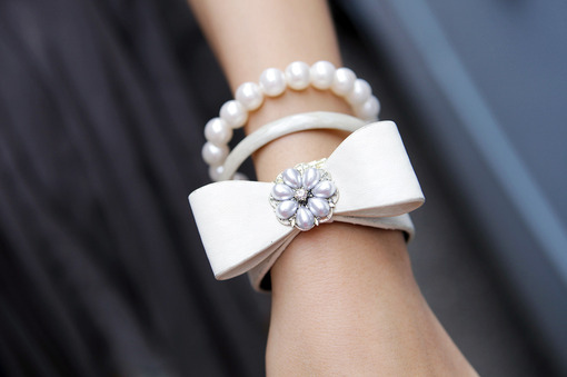 bow, bracelets and girly