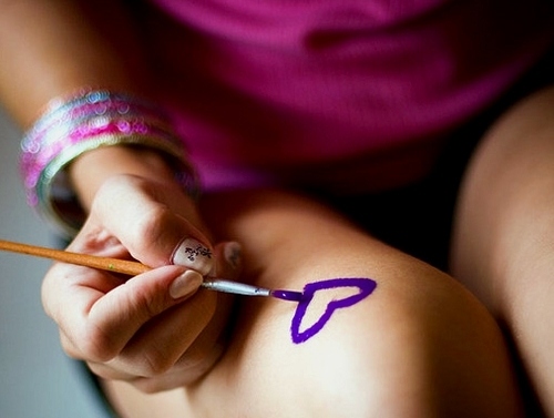 bracelets, brush, draw, fingers, hand, heart