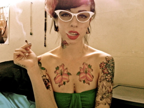 cat eye glasses, girl and pin up