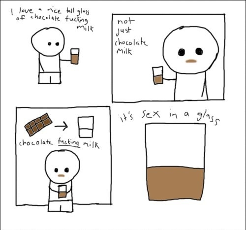 chocolate, chocolate milk, chocolate milk mustache, fucking, sex, sex in a glass