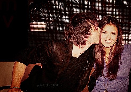 nina dobrev and ian somerhalder kiss. cute, ian somerhalder, kiss,