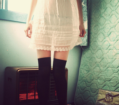 dress, girl and knee highs