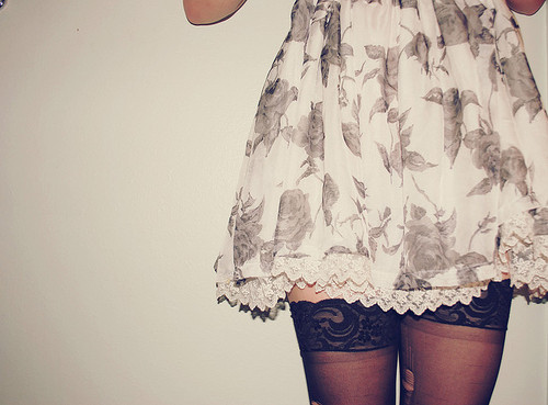 floral, lace and legs