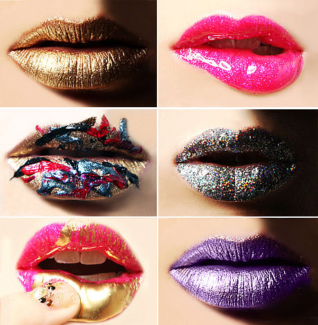 girl, glitter and lips