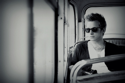 black and white,  boy and  bus