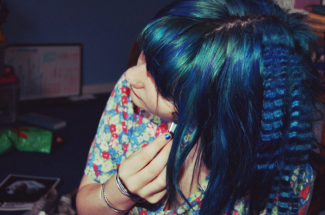 blue, blue hair and color